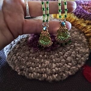 Elegant Green Beaded Earrings